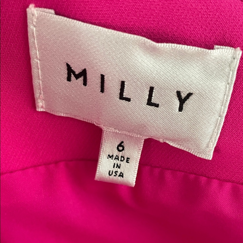 Milly Vibrant Hot Pink One-Shoulder Shift Dress - Picture 2 of 6